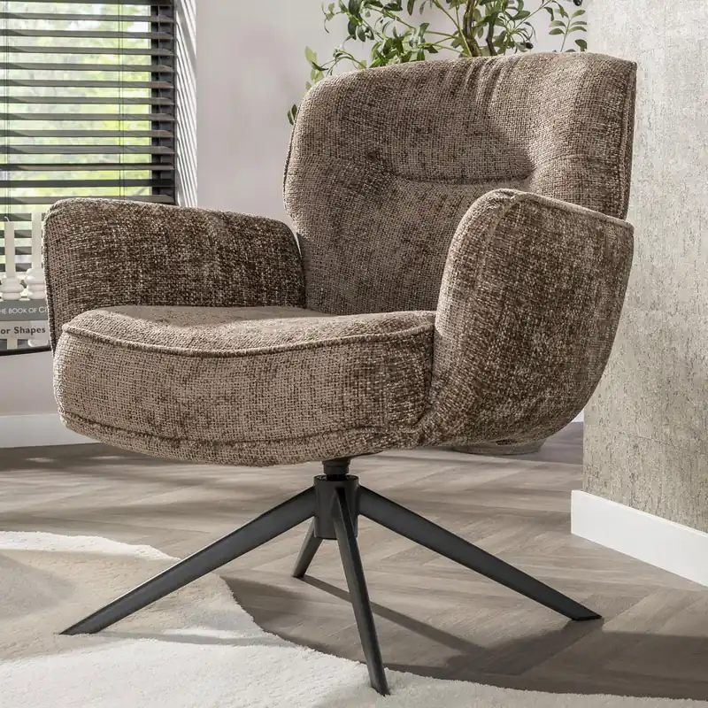 Neu Im Sortiment Sessel LORENZO drehbar weiches Chenille champagner Drehsessel Relaxsessel