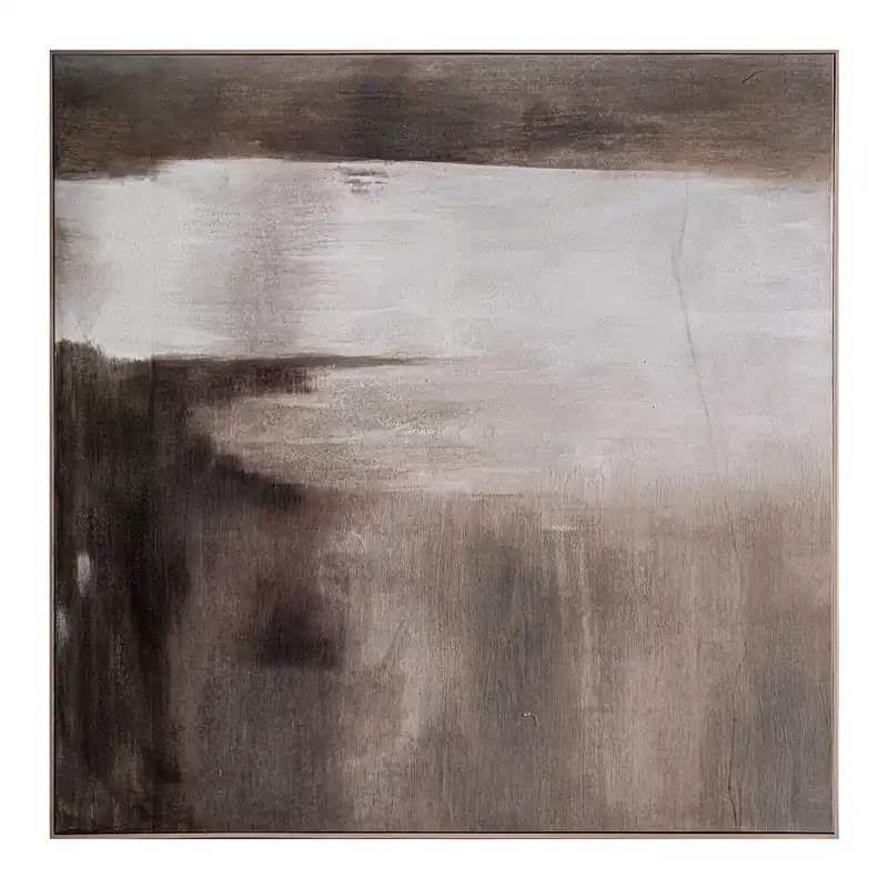 Wandbild Bild NOGERIO 150 x 150 cm Brauntöne Wall Art abstrakt Holzrahmen Saisonangebot