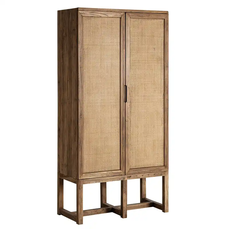 Schrank BYREMO H 171 cm Ulmenholz hellbraun Highboard Ausverkauf