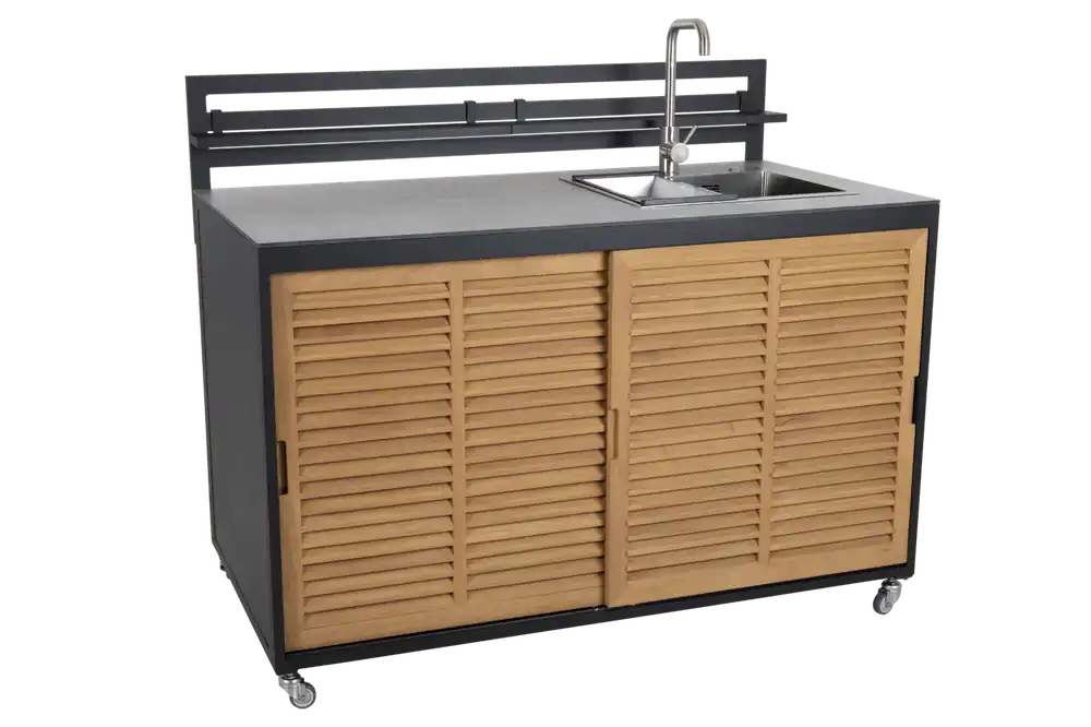 Sale Fornax Outdoor Küche Außenküche Spülelement Spüle Alu Teakholz