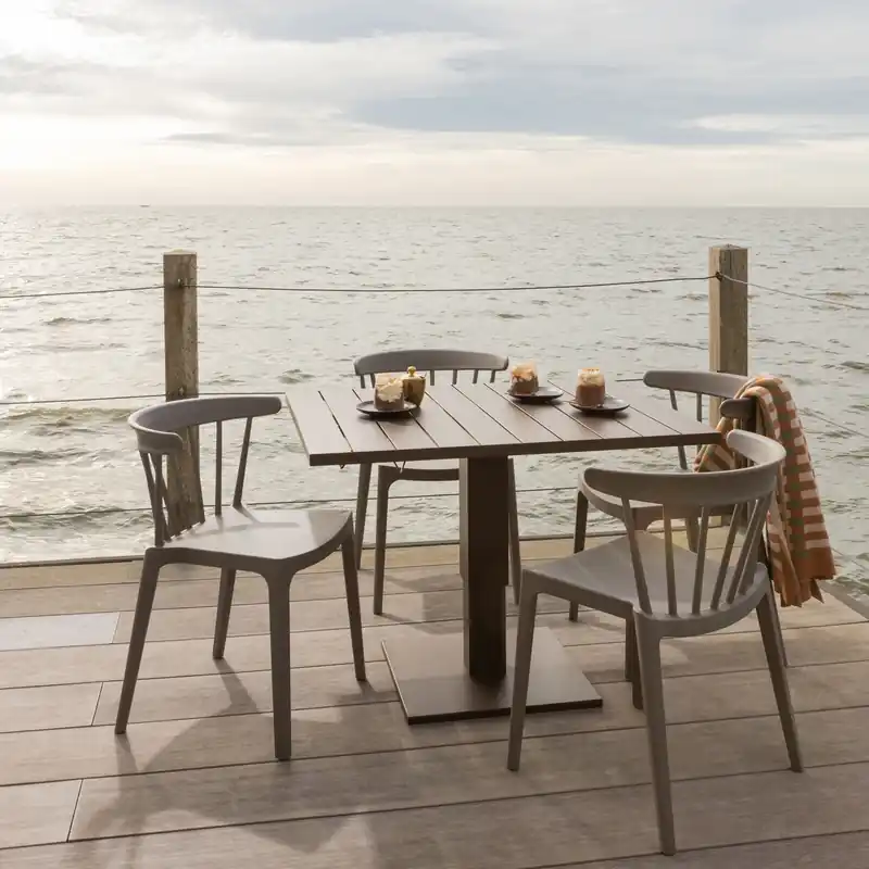 Gartentisch TESSO höhenverstellbar 100 x 80 cm Aluminium braun Beliebt