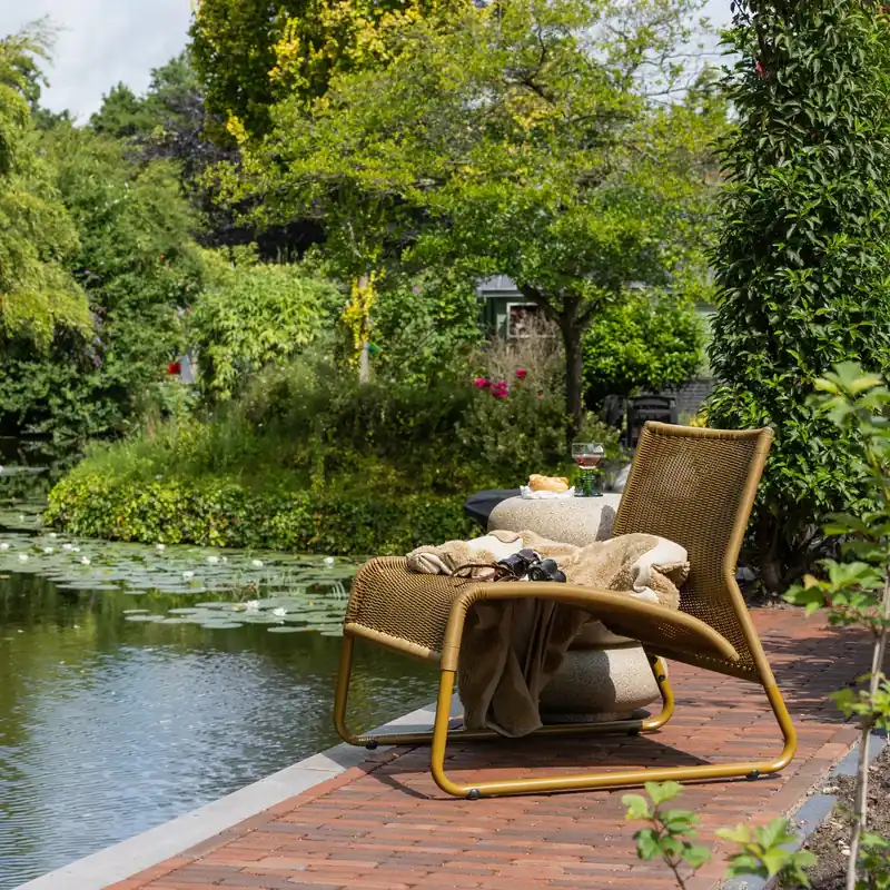 Günstig Outdoor Lounge Sessel WEST Polyrattan honiggelb Gartensessel Metall Rattan Metall