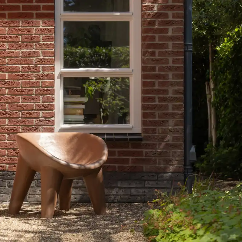 Billig Outdoor Lounge Sessel ORIO Polymer rot braun Gartensessel