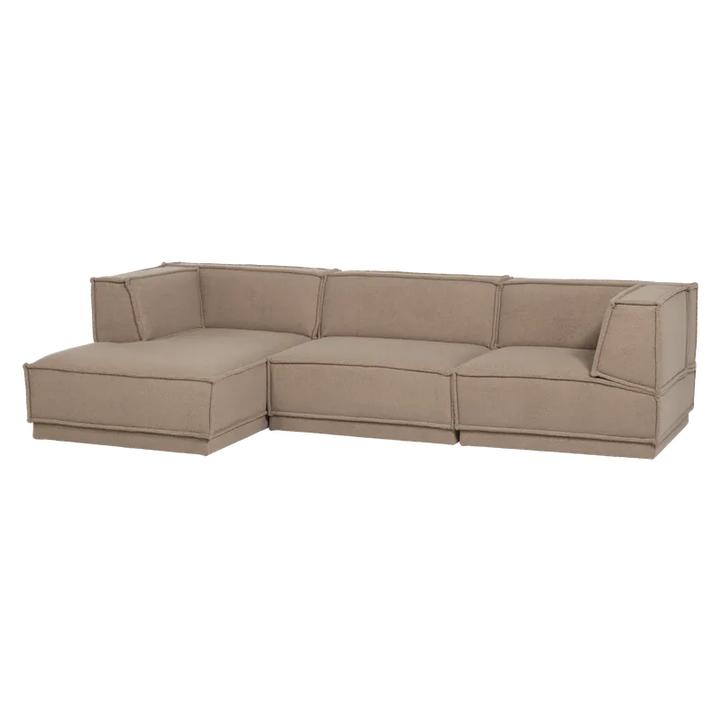 Highlight Ecksofa MANU Teddystoff taupe Longchair links