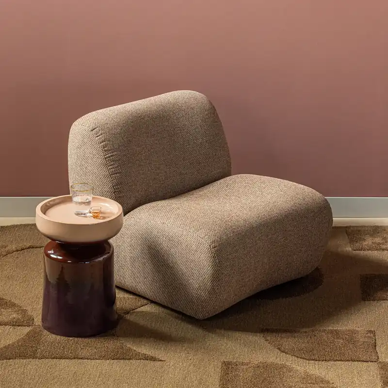 Lounge Sessel NOMU Chenille hellbraun Nur Für Kurze Zeit