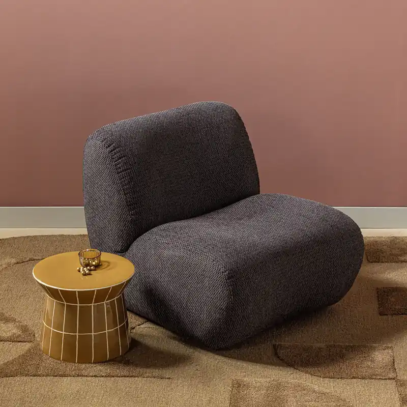 Günstig Lounge Sessel NOMU Chenille anthrazit