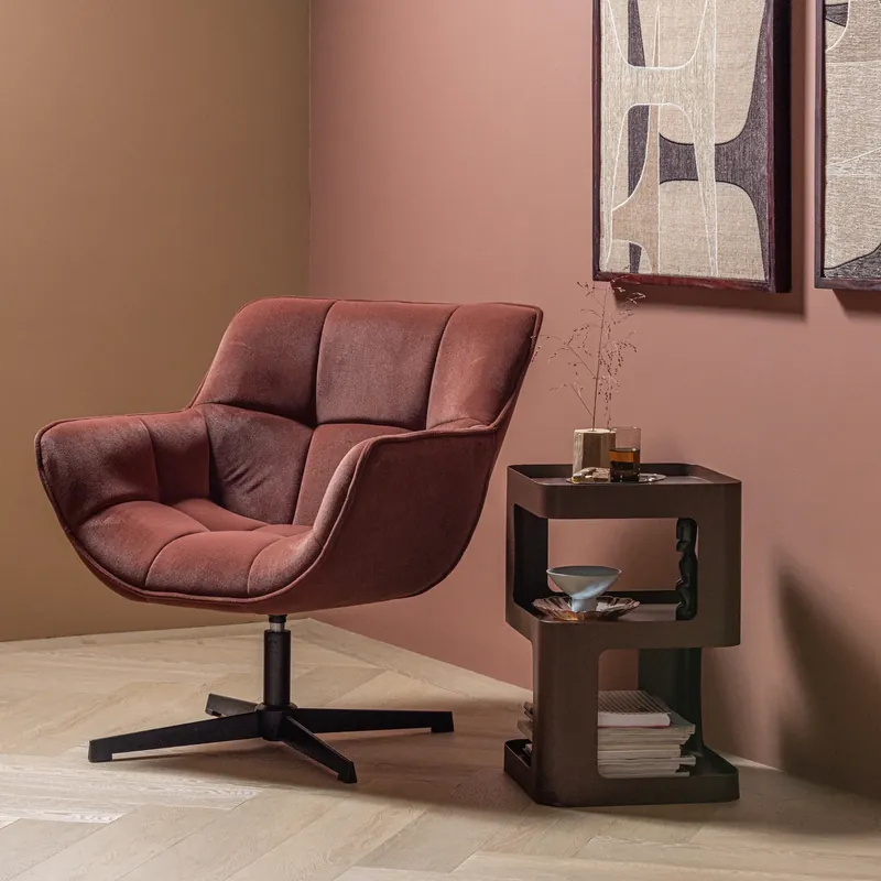 Markenware Drehsessel WIBO drehbar Velvet Samt braun rot Sessel