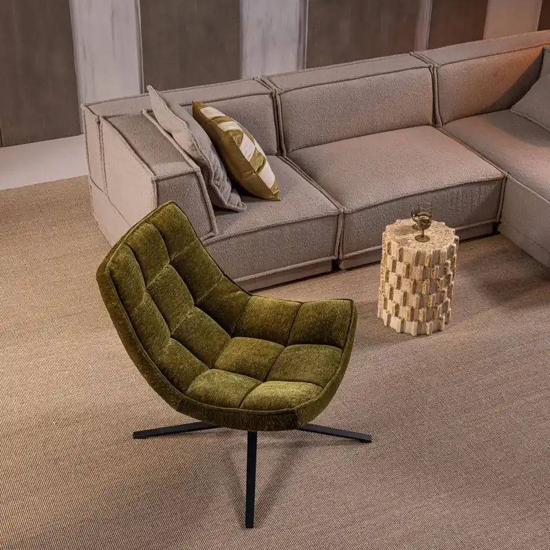 Drehsessel MAUDI drehbar Chenille grün Sessel Sonderangebot