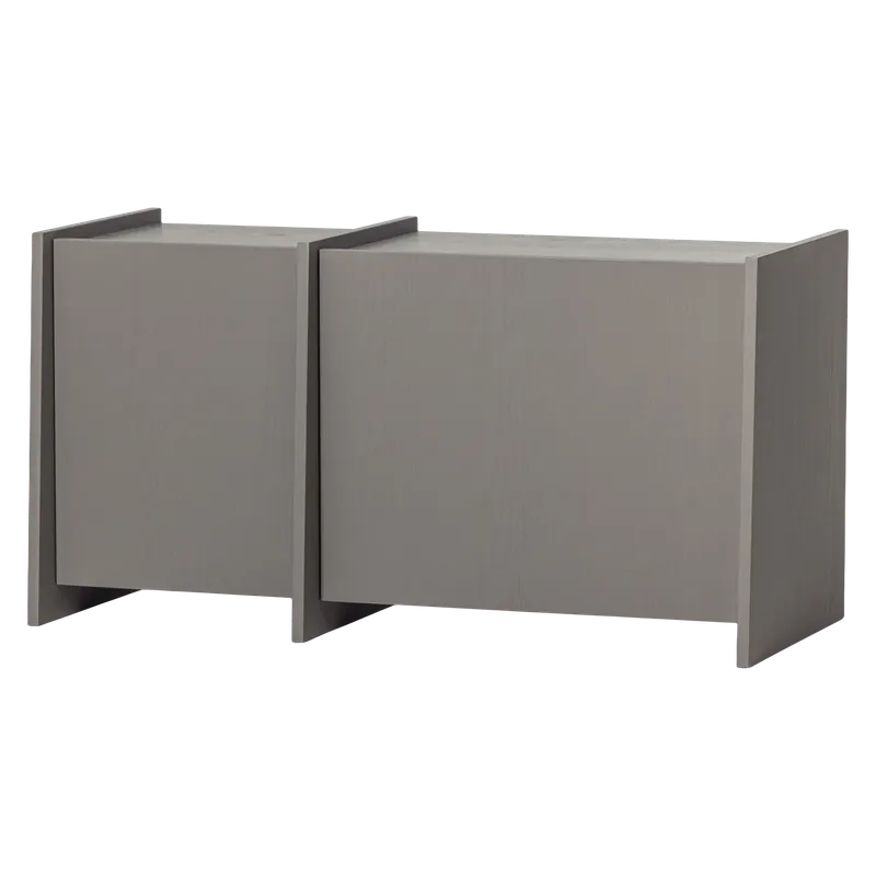 Zertifiziert TV Möbel BROCK 102 cm Esche Furnier warmgrau Kommode Lowboard