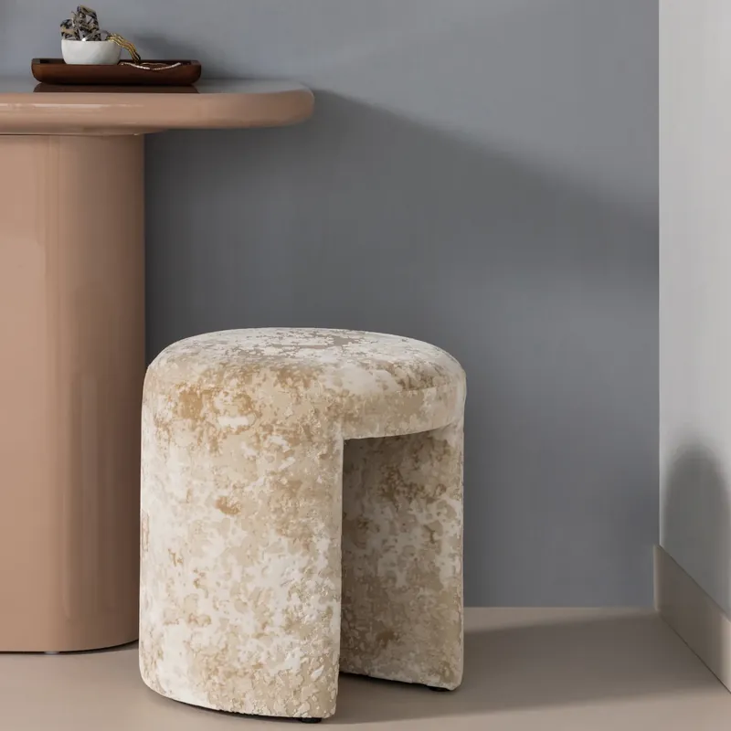 Sofort Bestellen Hocker CHARLIE H 47 cm Strukturstoff beige