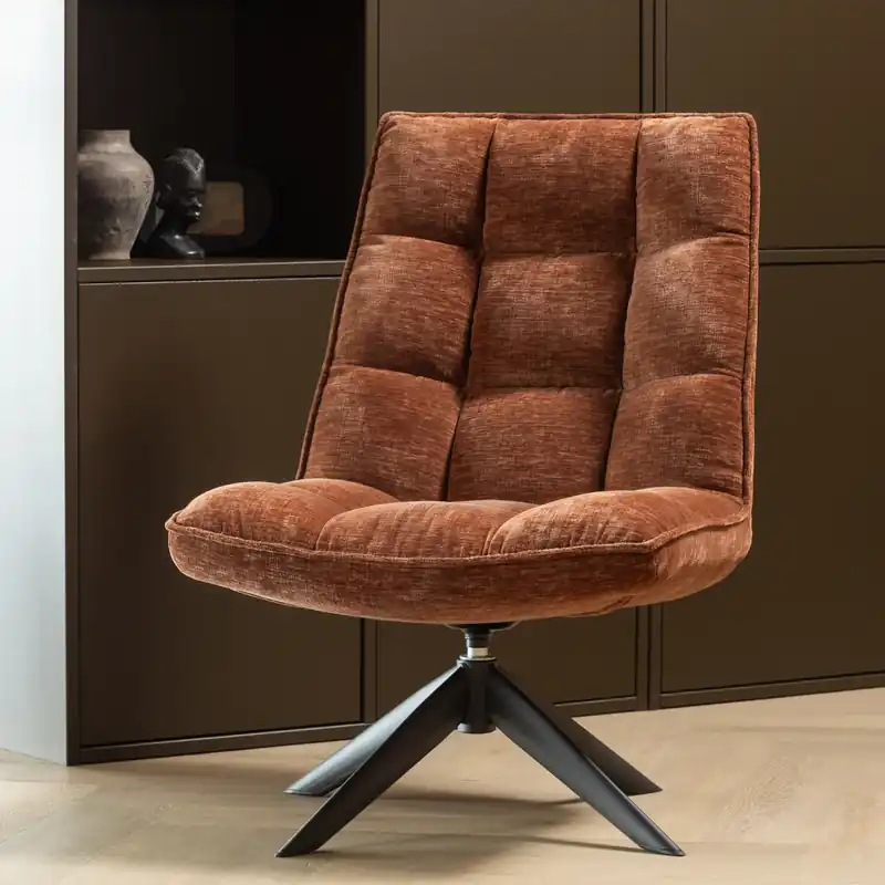 Online Kaufen Loungesesel Sessel drehbar Jouke Chenille rostbraun