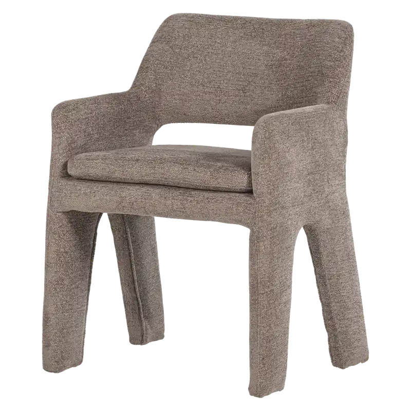Armlehnstuhl BIGFOOT Chenille Stoff taupe Esstischstuhl Mega-Angebot