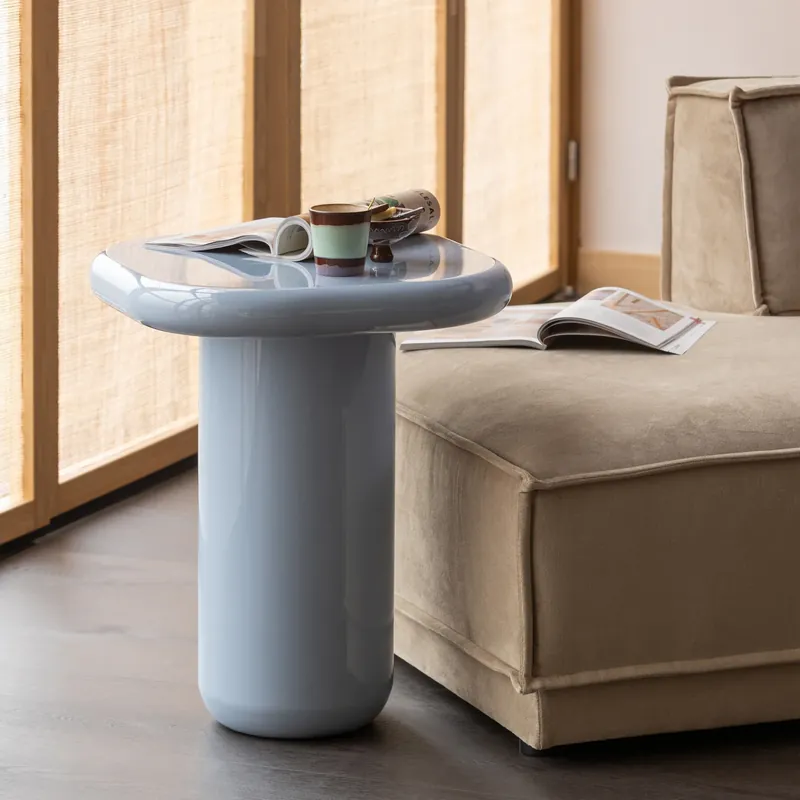 Heißes Angebot Beistelltisch ZAVA H 61 cm MDF hochglanz hellblau