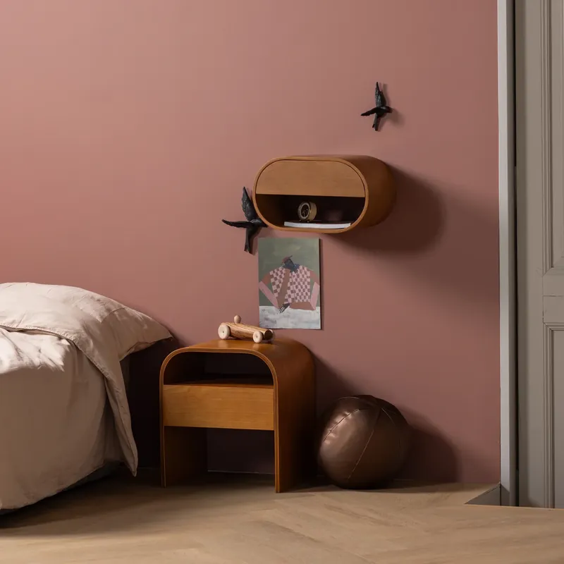 Billig Wandregal Nachtschränkchen MOMO hängend MDF Holzmaserung braun