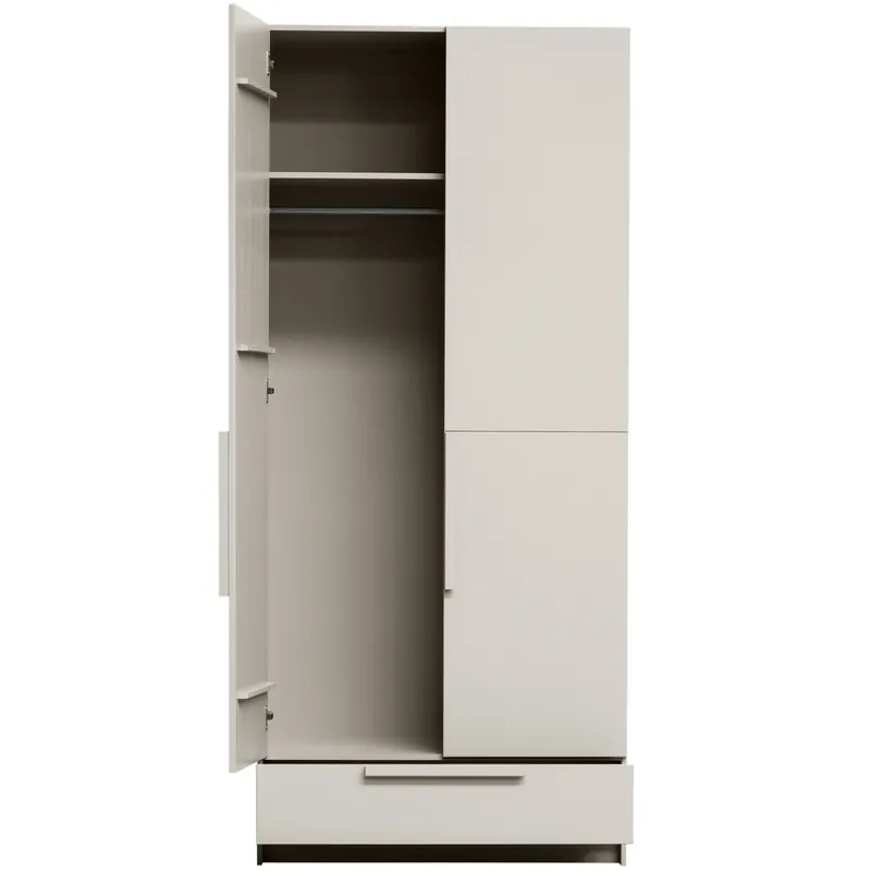 Kleiderschrank PURE B 95 cm 2-türig Kiefernholz staubgrau Must-Have