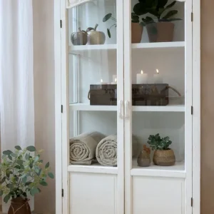 Solange Der Vorrat Reicht Vitrine Vitrinenschrank m. Glastüren antik creme