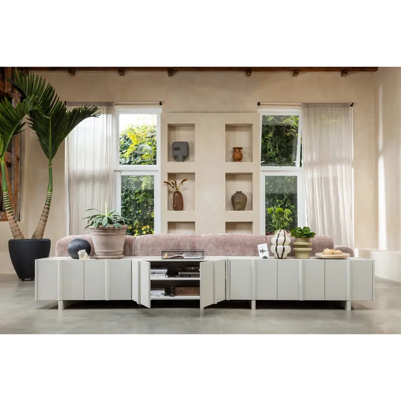 Sonderangebot TV Möbel Lowboard BASU 200 cm Kiefernholz staubgrau