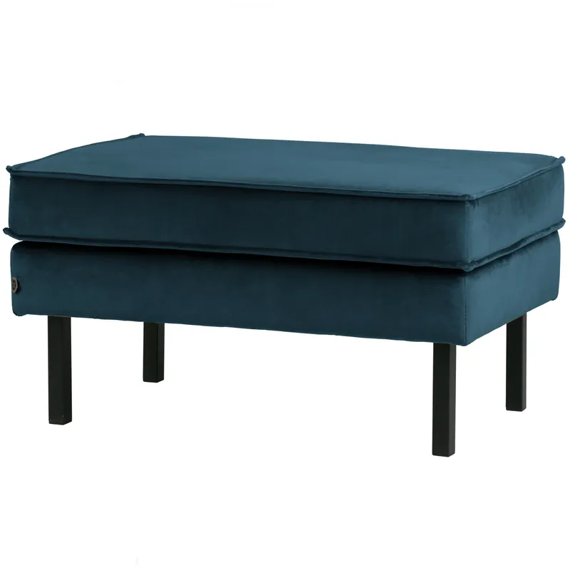 Echt Hocker Fußhocker RODEO Samt Velvet blau