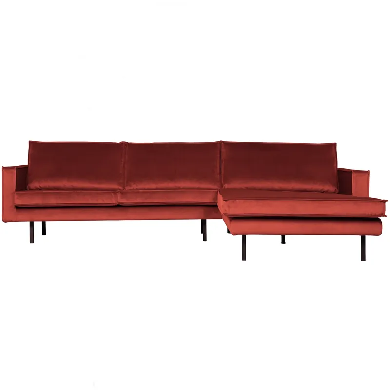 Eckgarnitur Rodeo Samt kastanie braun Couch Sofa Ecksofa Longchair rechts Nur Heute