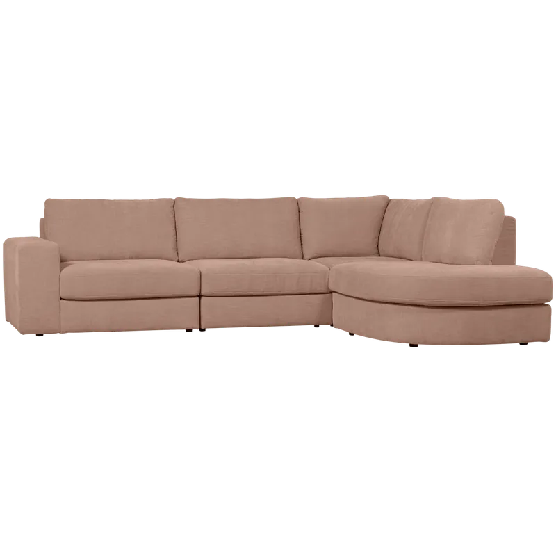 Ecksofa FAMILY Webstoff rosa Recamiere mit Rundung rechts Top-Angebot