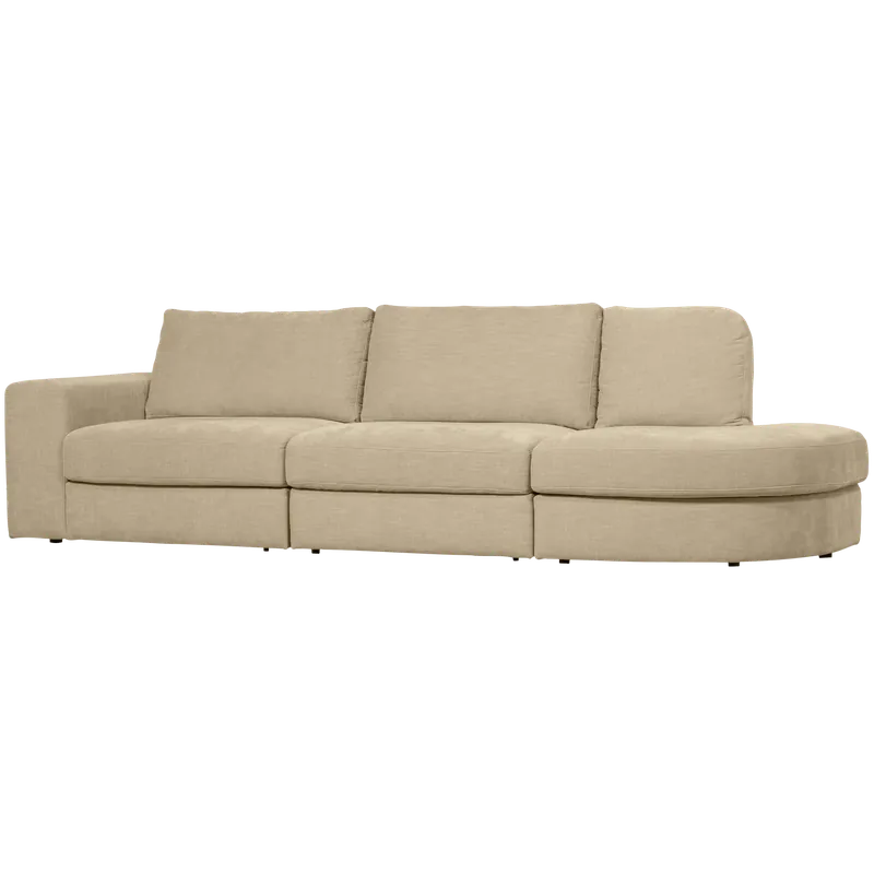 Günstig 2,5 Sitzer Sofa FAMILY Webstoff sand mit Rundung rechts