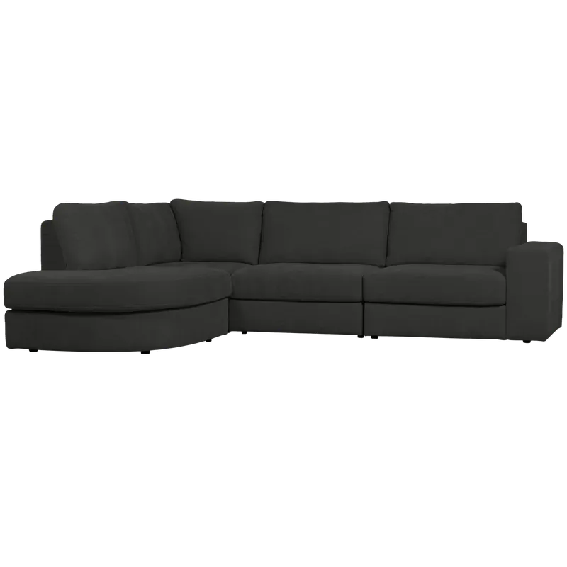Heißes Angebot Ecksofa FAMILY Webstoff anthrazit Recamiere mit Rundung links