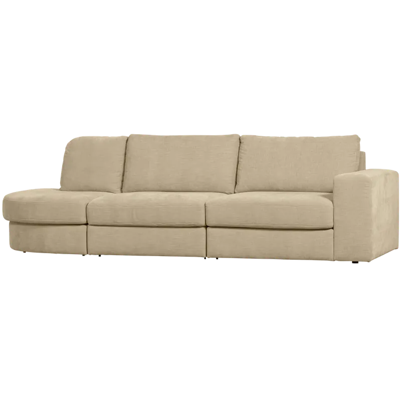 Garantierte Lieferung 2,5 Sitzer Sofa FAMILY Webstoff sand mit Rundung links