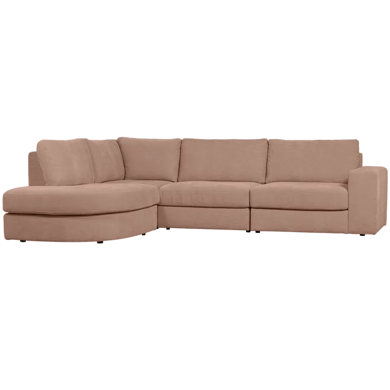 Ecksofa FAMILY Webstoff rosa Recamiere mit Rundung links Jetzt Kaufen