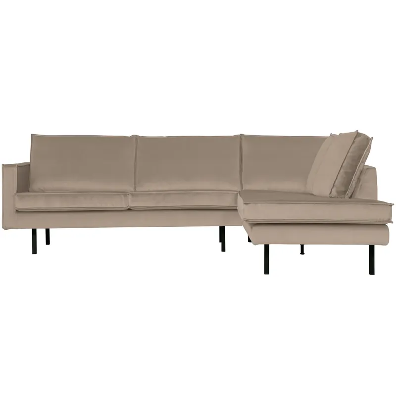 Letzte Chance Eckgarnitur Rodeo Samt khaki Couch Sofa Ecksofa Longchair rechts
