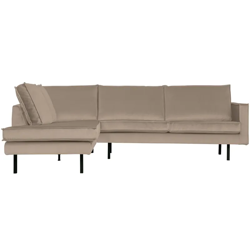 Eckgarnitur Rodeo Samt khaki Couch Sofa Ecksofa Longchair links Super-Preis