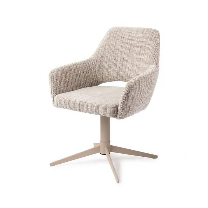 Garantierte Lieferung Esszimmerstuhl Yanai – Caramel Grid mit Gestell in Metall beige