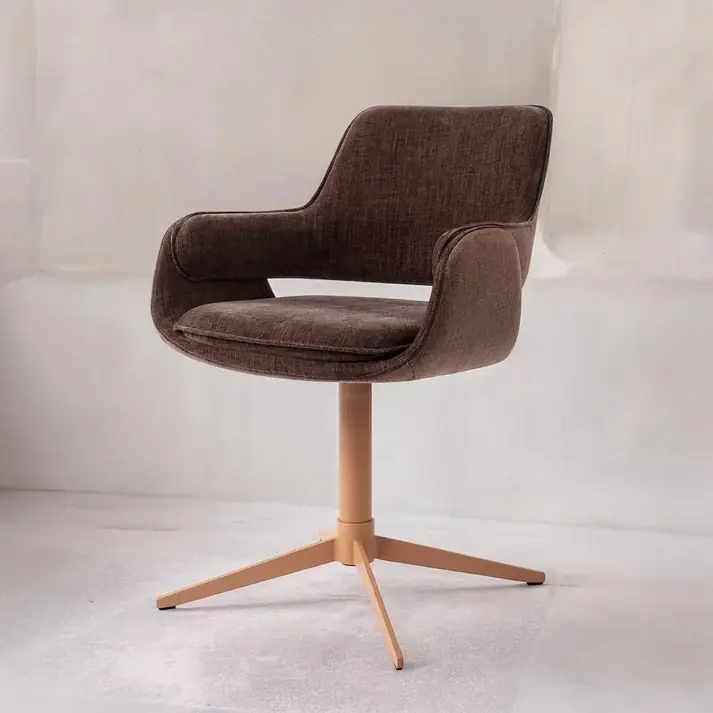 Sale Esszimmerstuhl Oketo drehbar – Chestnut Chase mit Gestell in Metall hellbraun