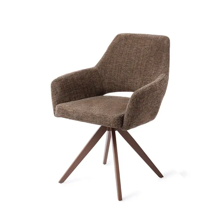 Neu Im Sortiment Esszimmerstuhl Yanai – Checked Chestnut mit Drehgestell in Metall braun