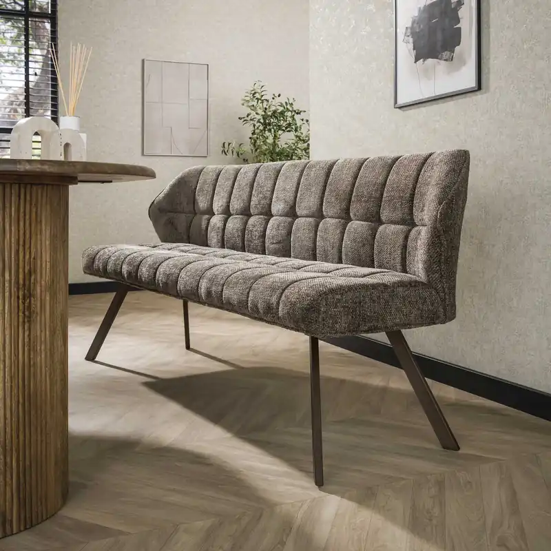 Esszimmerbank Fino weiches Chenille taupe Beine braun Top-Angebot