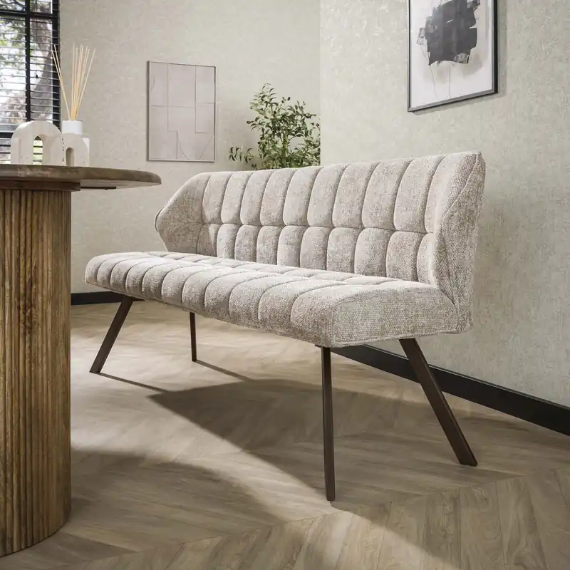 Esszimmerbank Fino weiches Chenille sand Beine braun Preis Gesenkt
