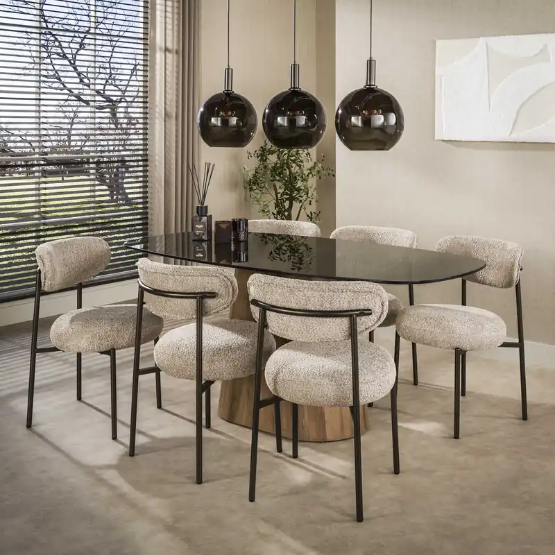 Begrenztes Angebot Esstisch SAMOS oval 180 x 90 cm mit Glasplatte braun