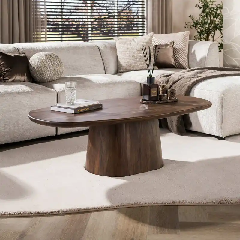 Couchtisch SANO oval massiv Akazie braun Geprüft