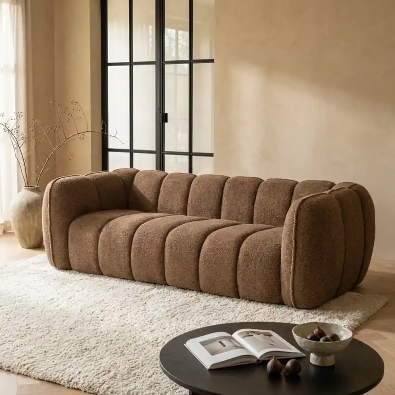 Neu Im Sortiment BY-BOO Sofa Cubetto braun 220 cm Stoffbezug