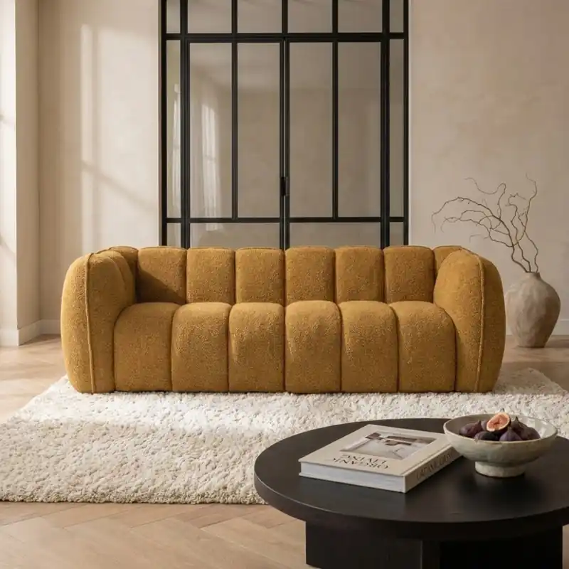 BY-BOO Sofa Cubetto senffarben 220 cm Stoffbezug Sofort Bestellen