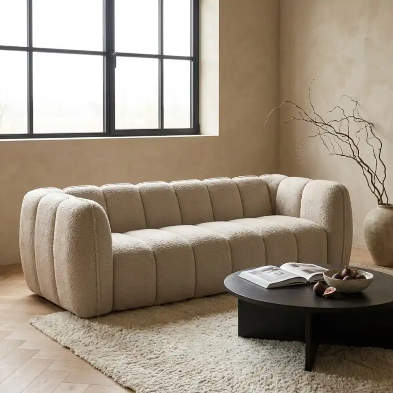 Direkt Vom Hersteller BY-BOO Sofa Cubetto taupe 220 cm Stoffbezug