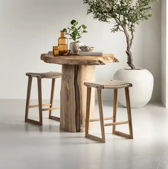 Kracherpreis Bartisch MERAPI aus recyceltem Teakholz – Natur Unikat Outdoor