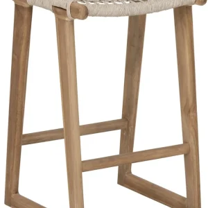 Abverkauf Outdoor Barstuhl KENTO aus Teakholz mit geflochtener Sitzfläche