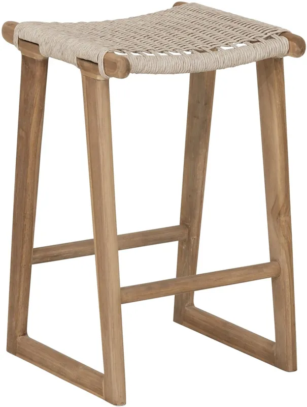 Abverkauf Outdoor Barstuhl KENTO aus Teakholz mit geflochtener Sitzfläche