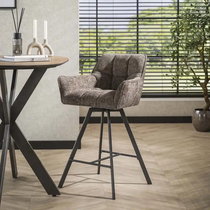 2er Set Barhocker FINO drehbar SH 69 cm weiches Chenille taupe Finale Aktion