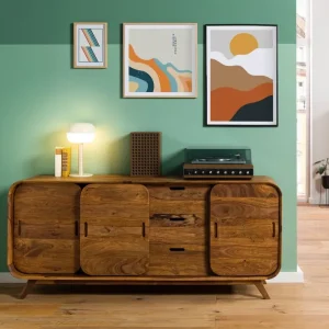 Mega-Angebot Sideboard Sheesham 173x40x75 hellbraun lackiert MAILAND #102