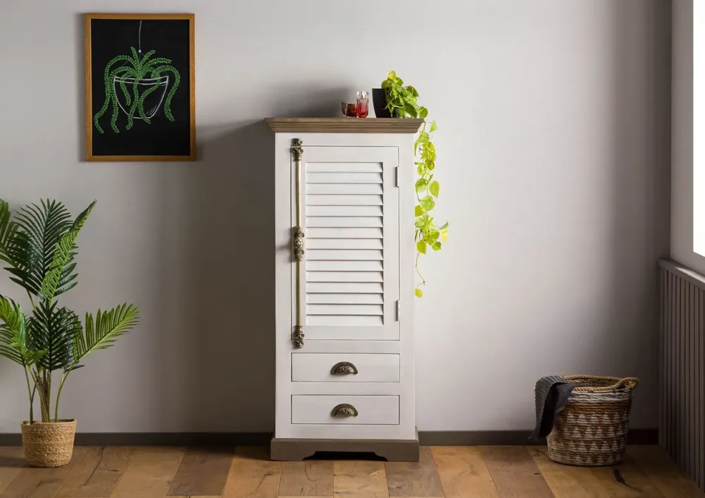 Badschrank Mango 60x35x130 weiß lackiert TOULOUSE #131 Super-Preis