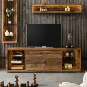 Preisknaller TV-Board Akazie 200x40x63 natur lackiert BARK #113