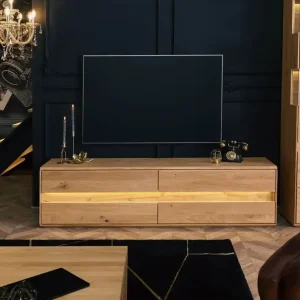 TV-Board Wildeiche inkl. LED 184x43,5x47,5 natur geölt CARDIFF #141 Günstig