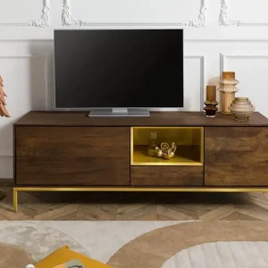 Zertifiziert TV-Board Mango 160x45x55 braun geölt CHICAGO #101