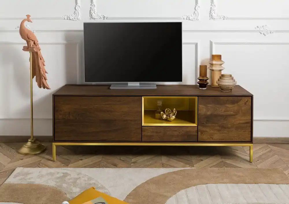 Zertifiziert TV-Board Mango 160x45x55 braun geölt CHICAGO #101